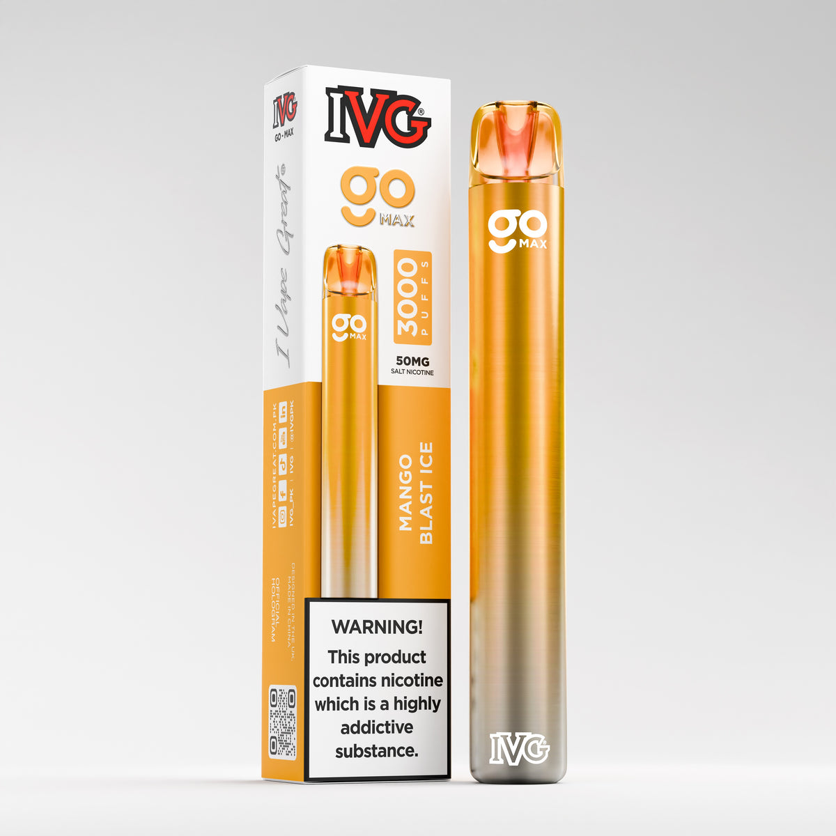 IVG Go Max, Mango Blast Ice, Nicotine 50mg, 3000 Puffs, Disposable Vape