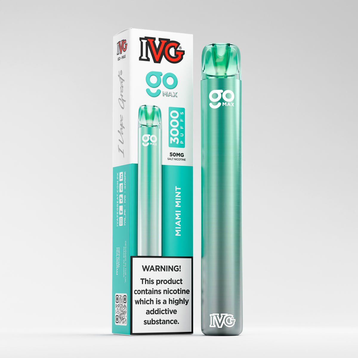 IVG Go Max, Miami Mint, Nicotine 50mg, 3000 Puffs, Disposable Vape