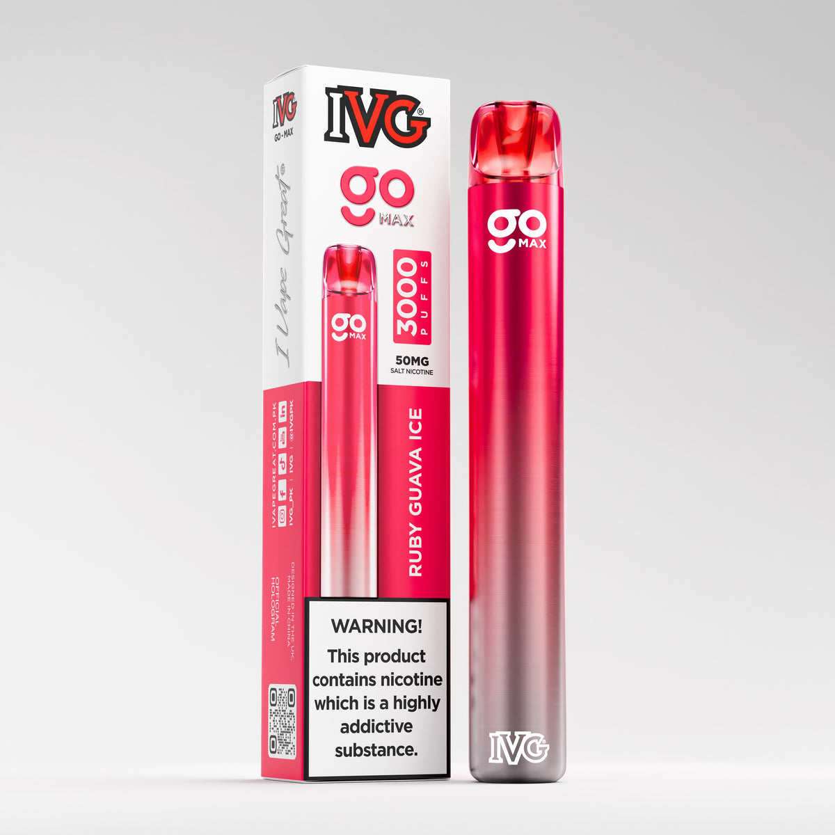 IVG Go Max, Ruby Guava Ice, Nicotine 50mg, 3000 Puffs, Disposable Vape