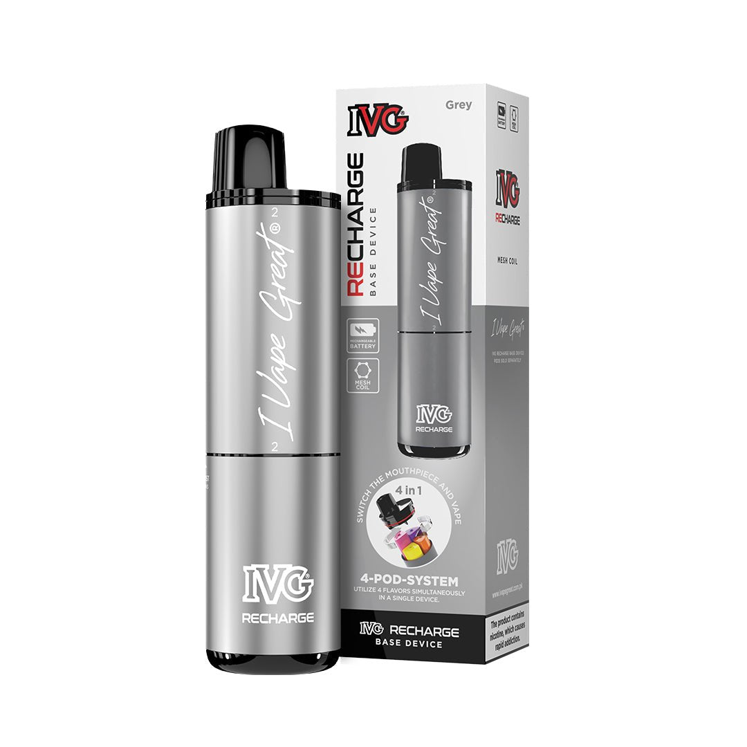 IVG Recharge Closed Pod System – 4 Flavors in One Vape Device - Grey Colour